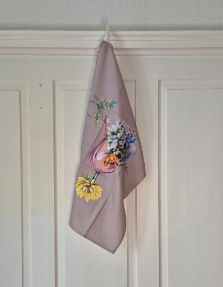 Tea towel  - Floral Fizz with light grey backround
