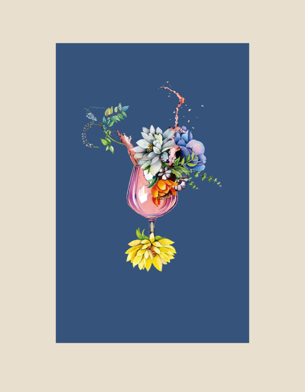 Tea towel  - Floral Fizz with dark blue background - Image 3