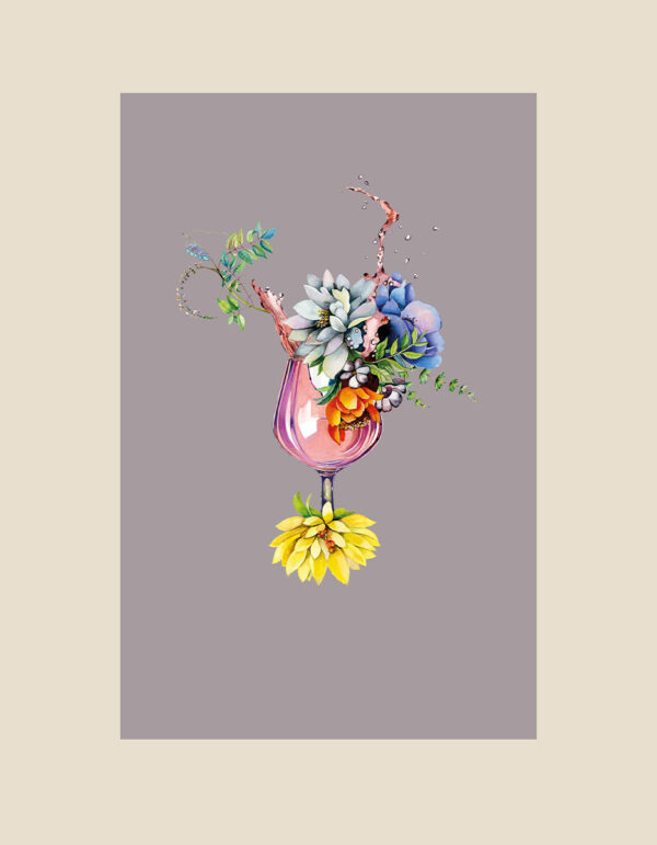 Tea towel  - Floral Fizz with light grey backround - Image 2